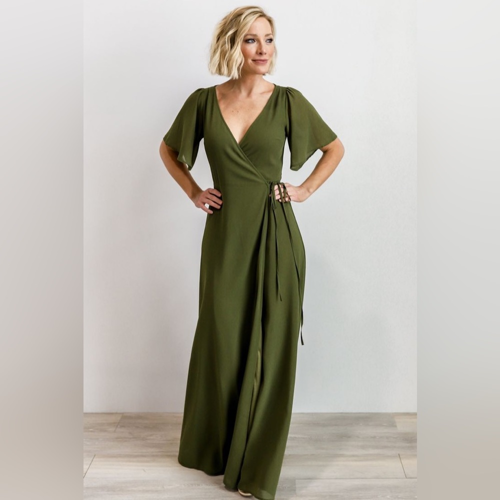 Baltic Born Ivy Olive Wrap Maxi Dress. Medium. Like New.